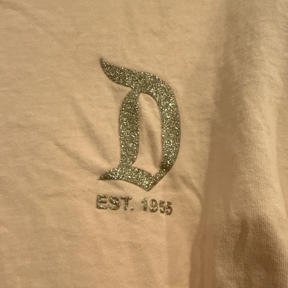 Disneyland Resort Pink Peach Long Sleeve Shirt Glitter Logo Est. 1955 MEDIUM